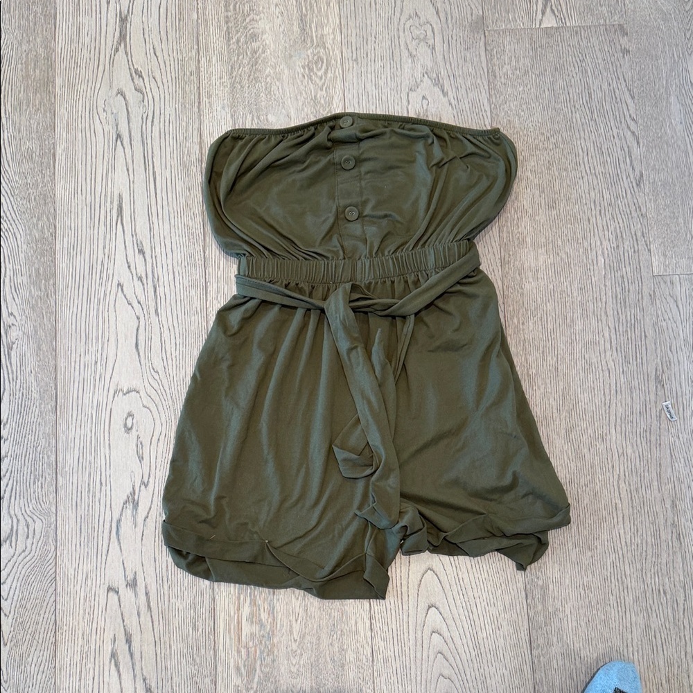 Streetwear Society Olive Green Strapless Romper